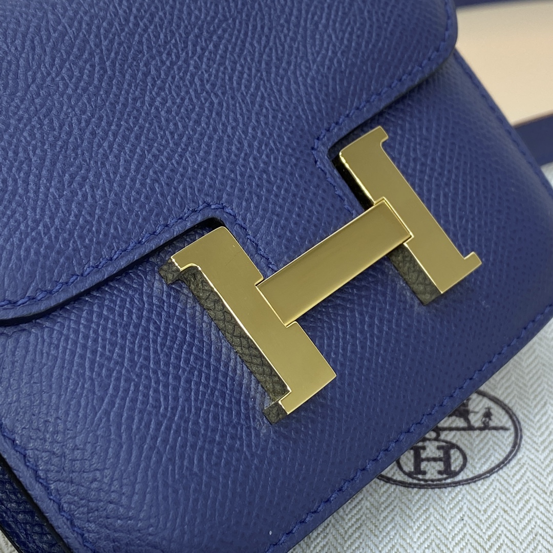 Hermes Constance Slim Wallet Belt Bag In Deep Blue Epsom Leather